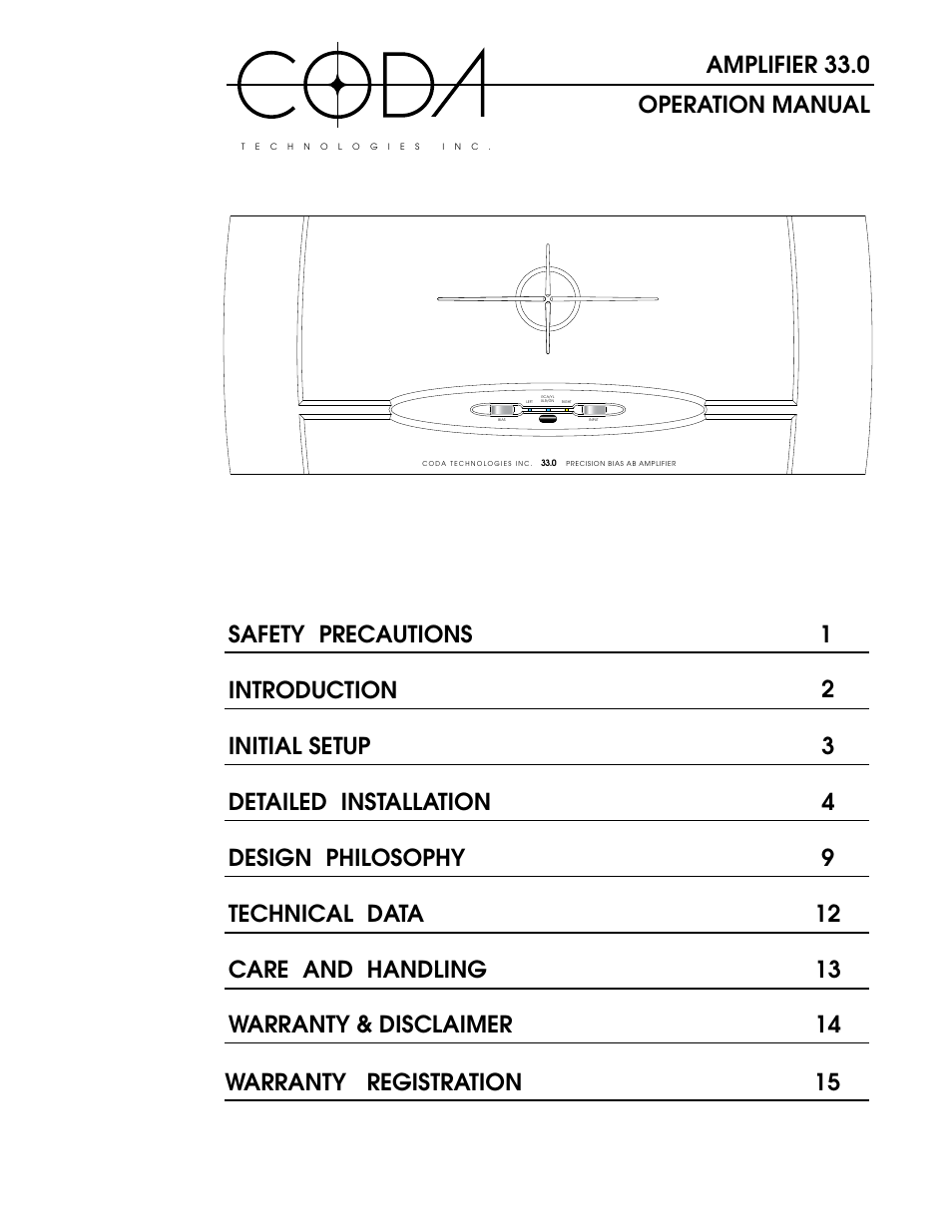 Coda Stereo Amplifier 40.0 User Manual 17 pages Original mode