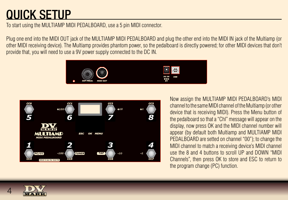 DV Mark Multiamp MIDI Pedalboard 