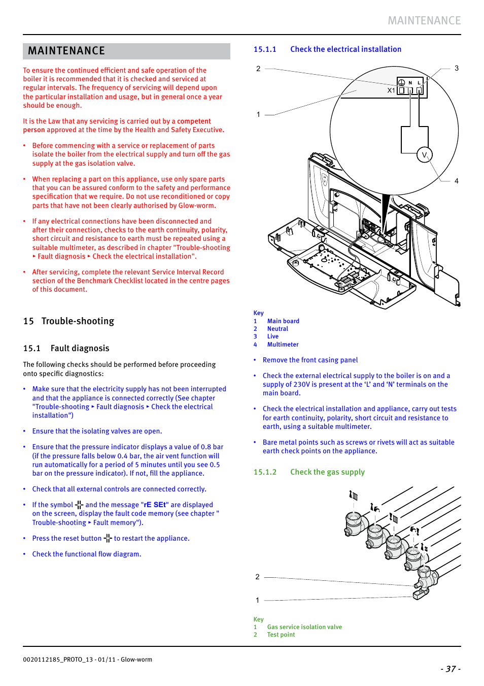Maintenance, 15 trouble-shooting | Glow-worm Ultracom2 35 Store User Manual | Page 39 / 68