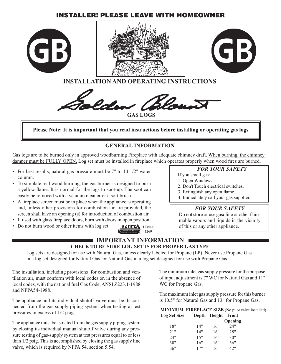 Golden Blount Radco User Manual | 4 pages