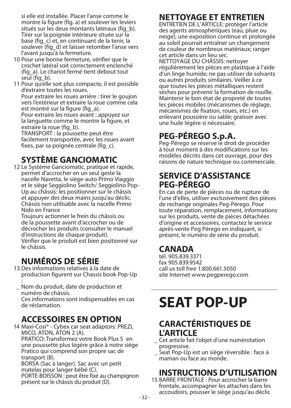 Seat Pop Up Systeme Ganciomatic Numeros De Serie Peg Perego Book Pop Up User Manual Page 32 36 Original Mode
