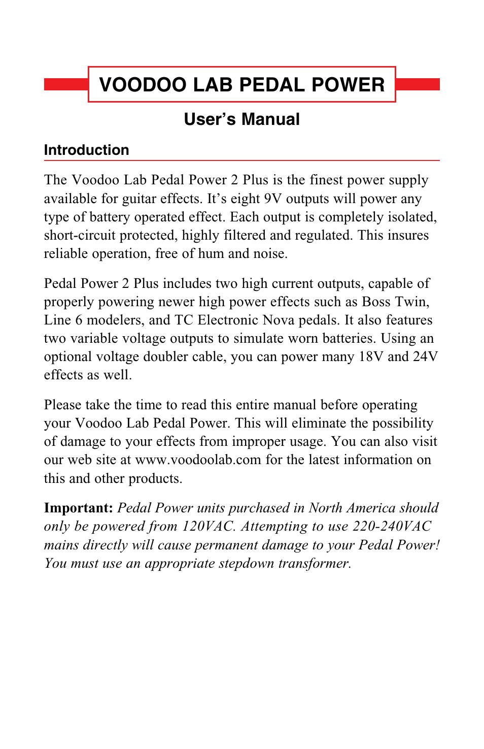 Voodoo Lab Pedal Power Voodoo Lab Pedal Power 2 Plus User Manual Page 3 13