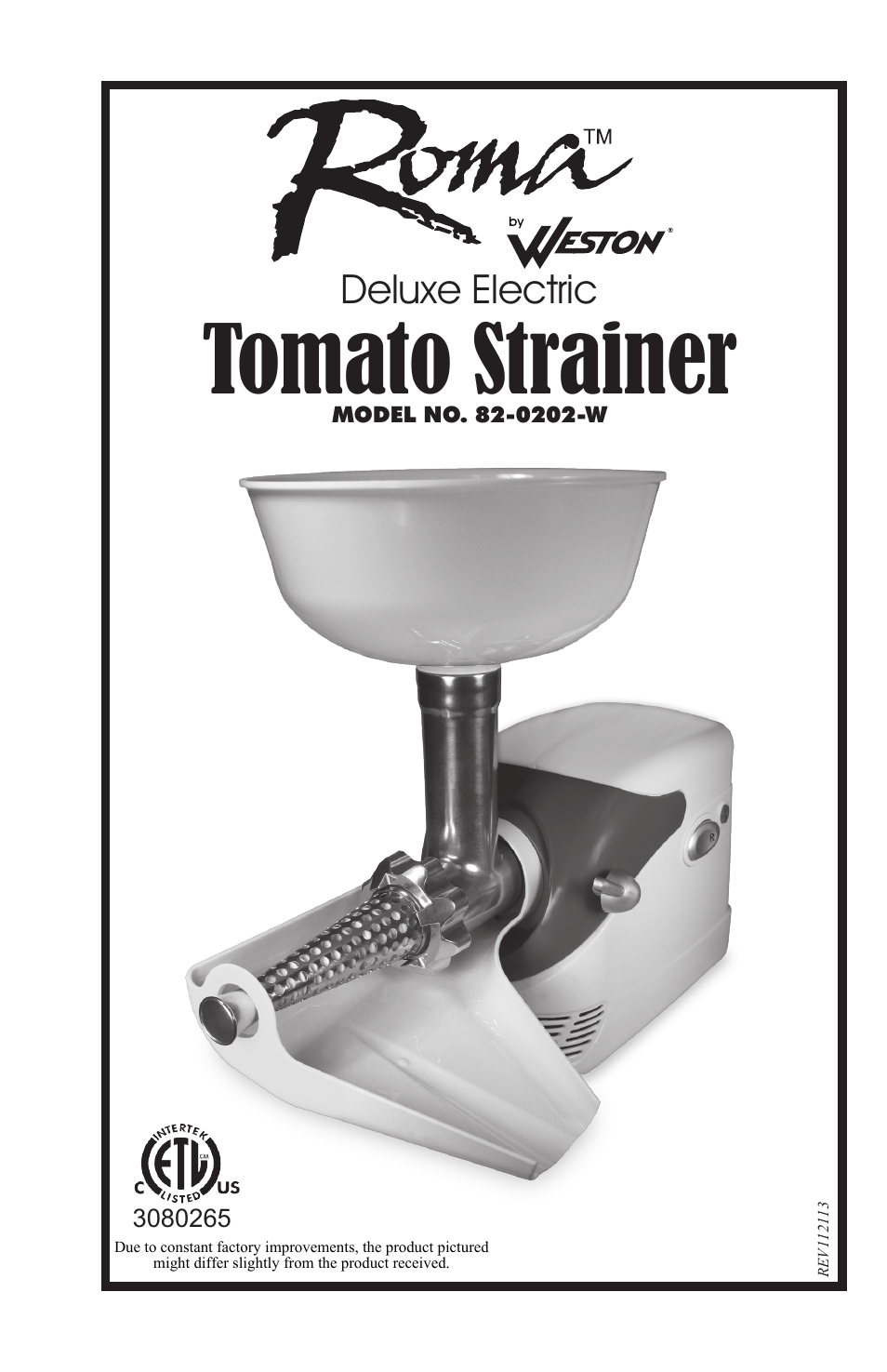 Roma Electric Tomato Strainer
