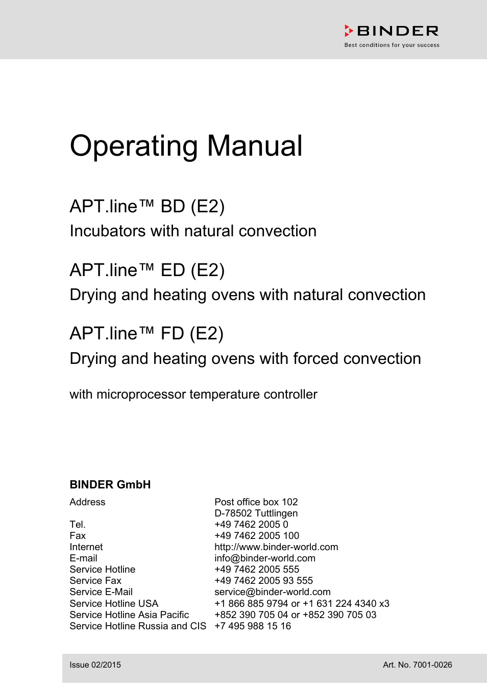 BINDER BD 23 User Manual 63 pages Original mode Also for BD 53