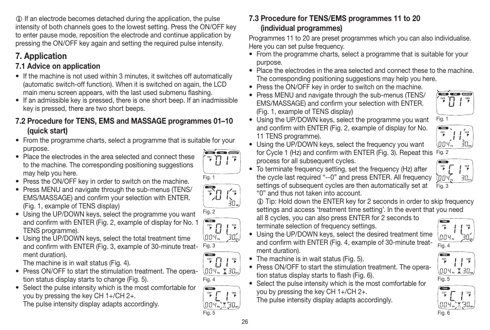 Application | Beurer EM 41 User Manual | Page 26 / 112 | Original mode
