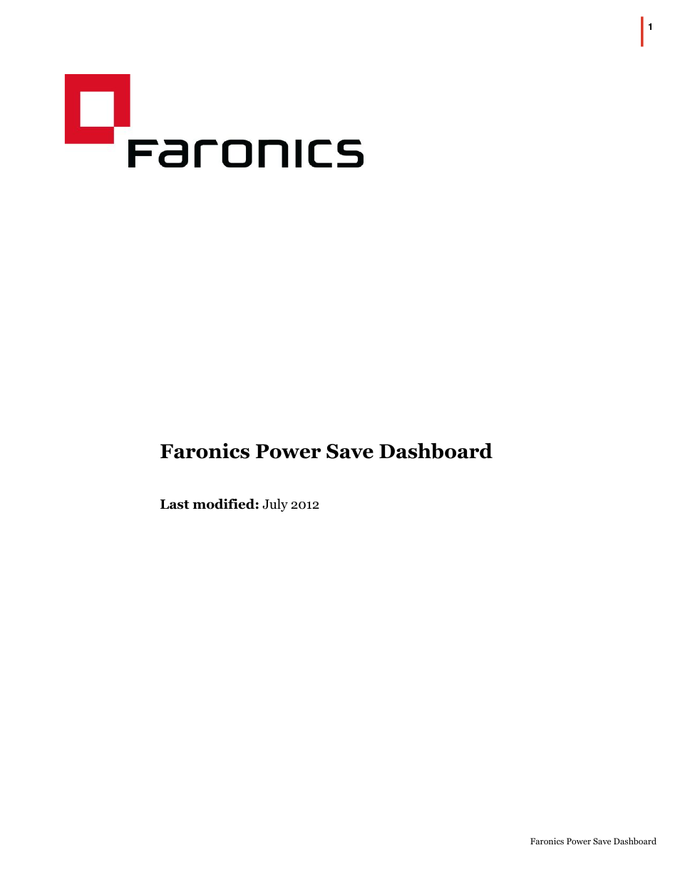 Faronics Power Save Dashboard User Manual | 15 pages