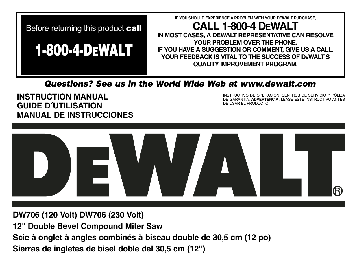 DeWalt DW706 User Manual |