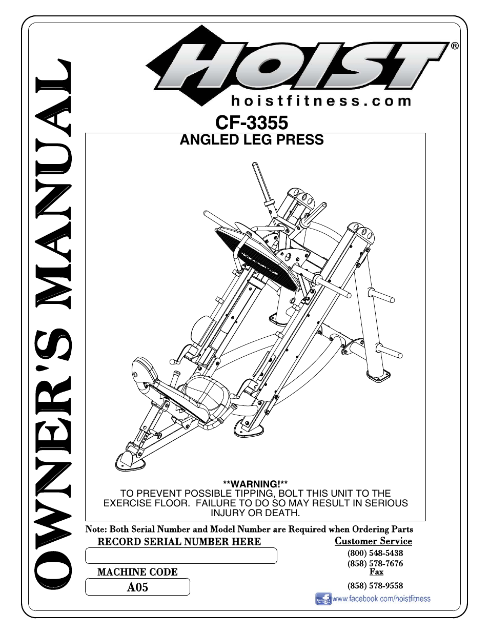 Hoist Fitness Cf 3355 User Manual 55 Pages