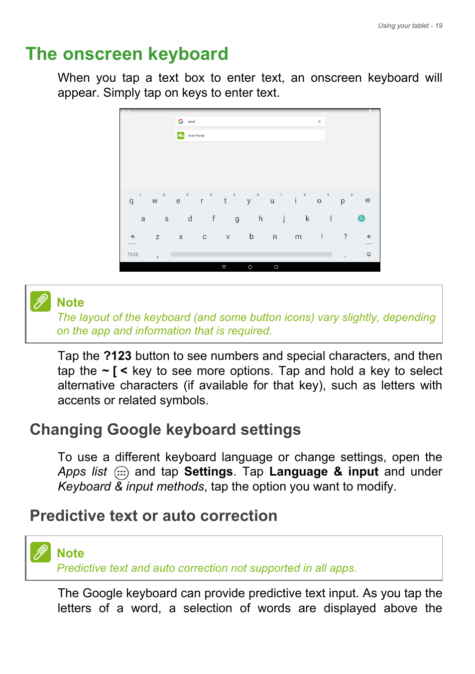 pc virtual keyboard predictive text