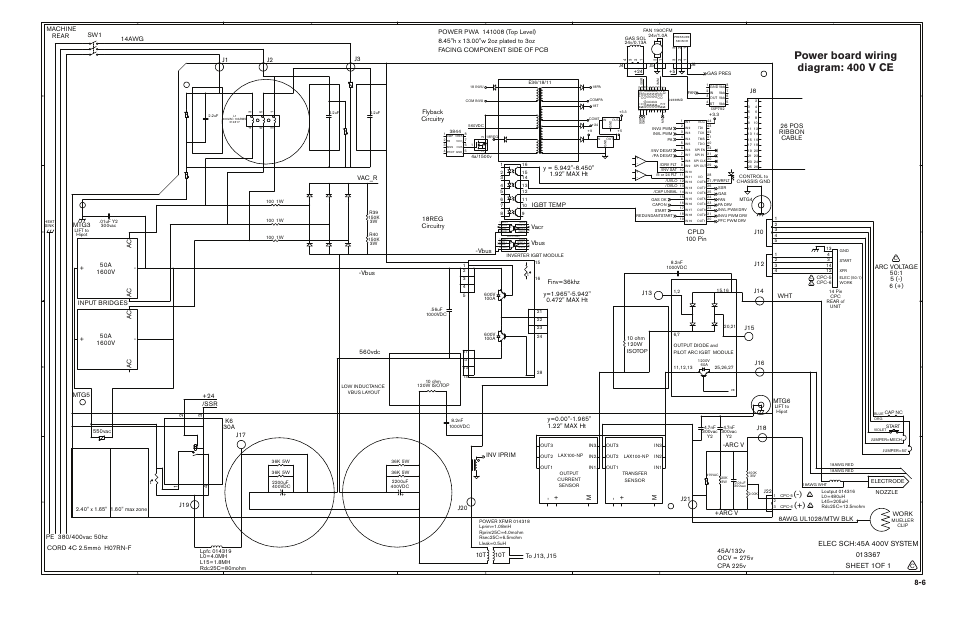 Power board wiring diagram: 400 v ce, Power board wiring diagram: 400 v ce  -6, K6 30a | Hypertherm Powermax45 Service Manual User Manual | Page 148 /  149 | Original mode  Hypertherm Powermax 85 Wiring Diagram    Manuals Directory