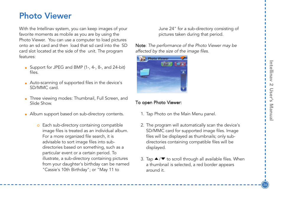 Photo viewer | Intellinav 2 User Manual | Page 38 / 52