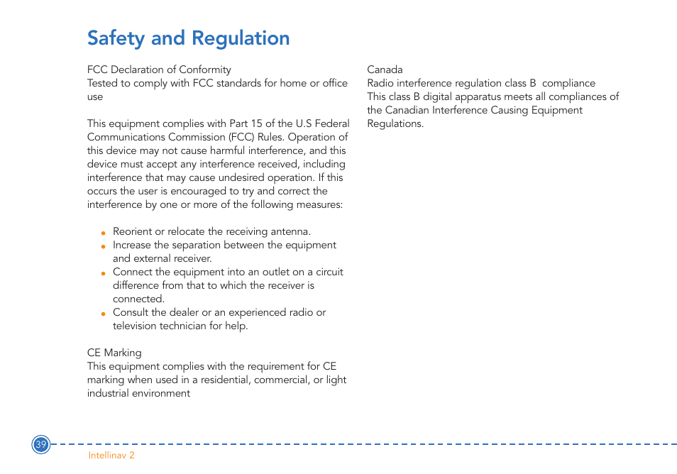Safety and regulation | Intellinav 2 User Manual | Page 41 / 52