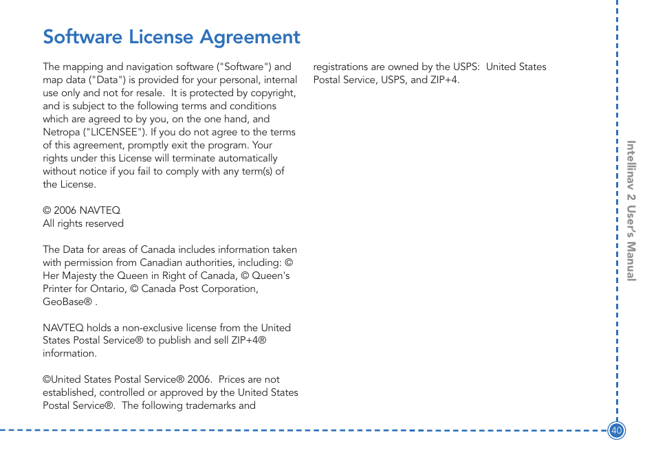 Software license agreement | Intellinav 2 User Manual | Page 42 / 52