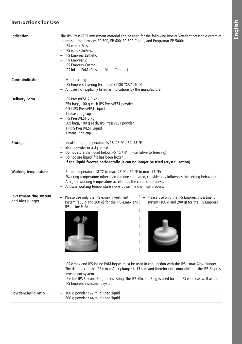 En G Li Sh Instructions For Use Ivoclar Vivadent Ips Pressvest V1 Pdf User Manual Page 6 54