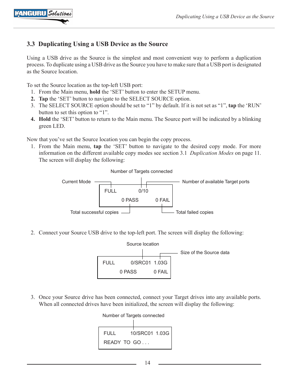 3 duplicating using a usb device as the source | Kanguru U2D User Manual | Page 16 / 40