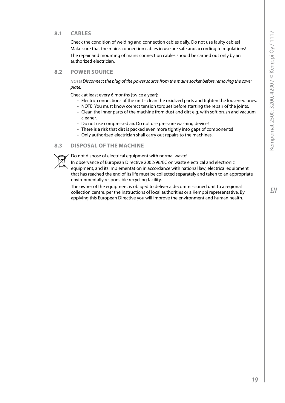 Kemppi Kempomat 2500 User Manual | Page 21 / 26 | Original mode | Also