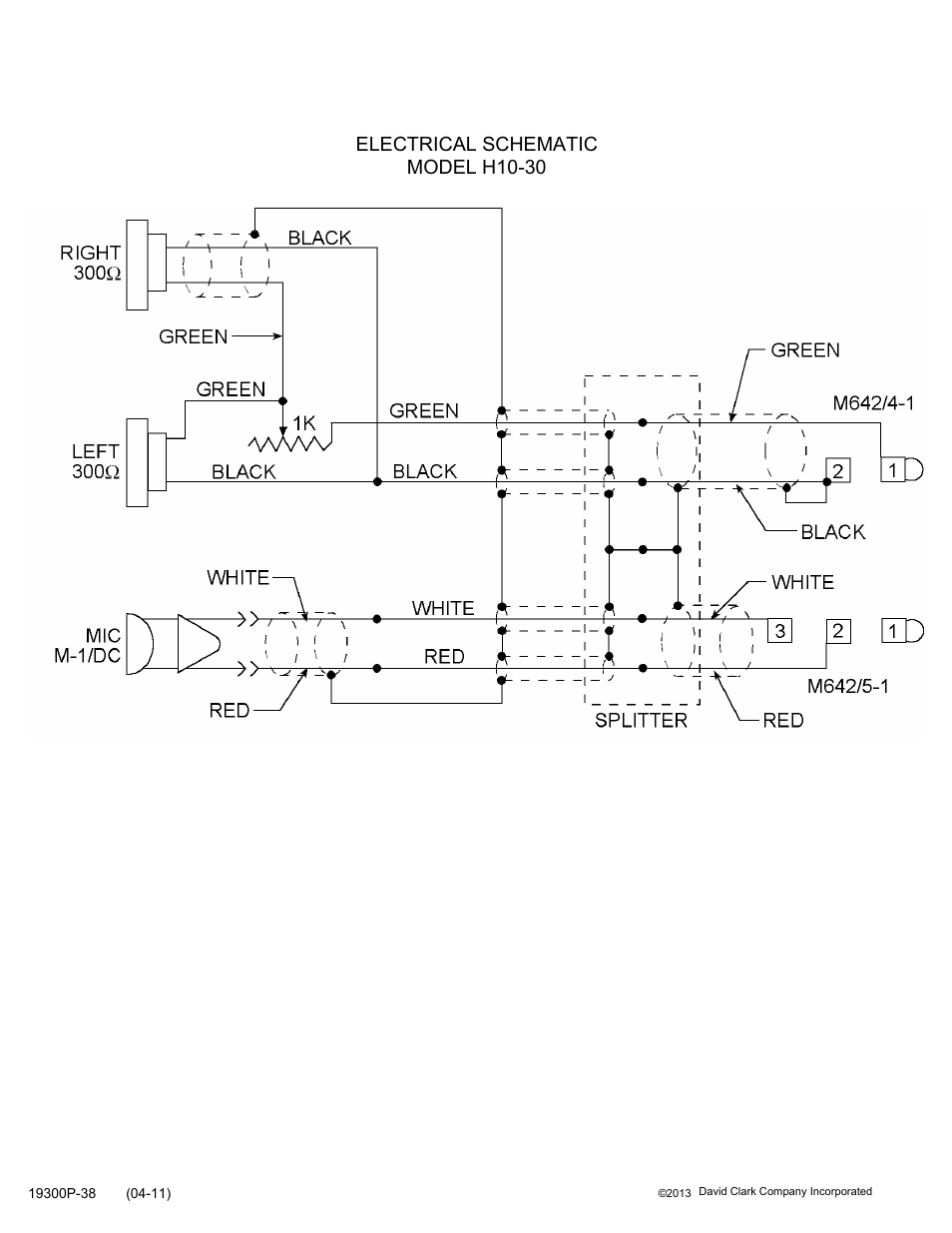 Electrical Schematic Model H10 30 David Clark H10 30 User Manual Page 2 2