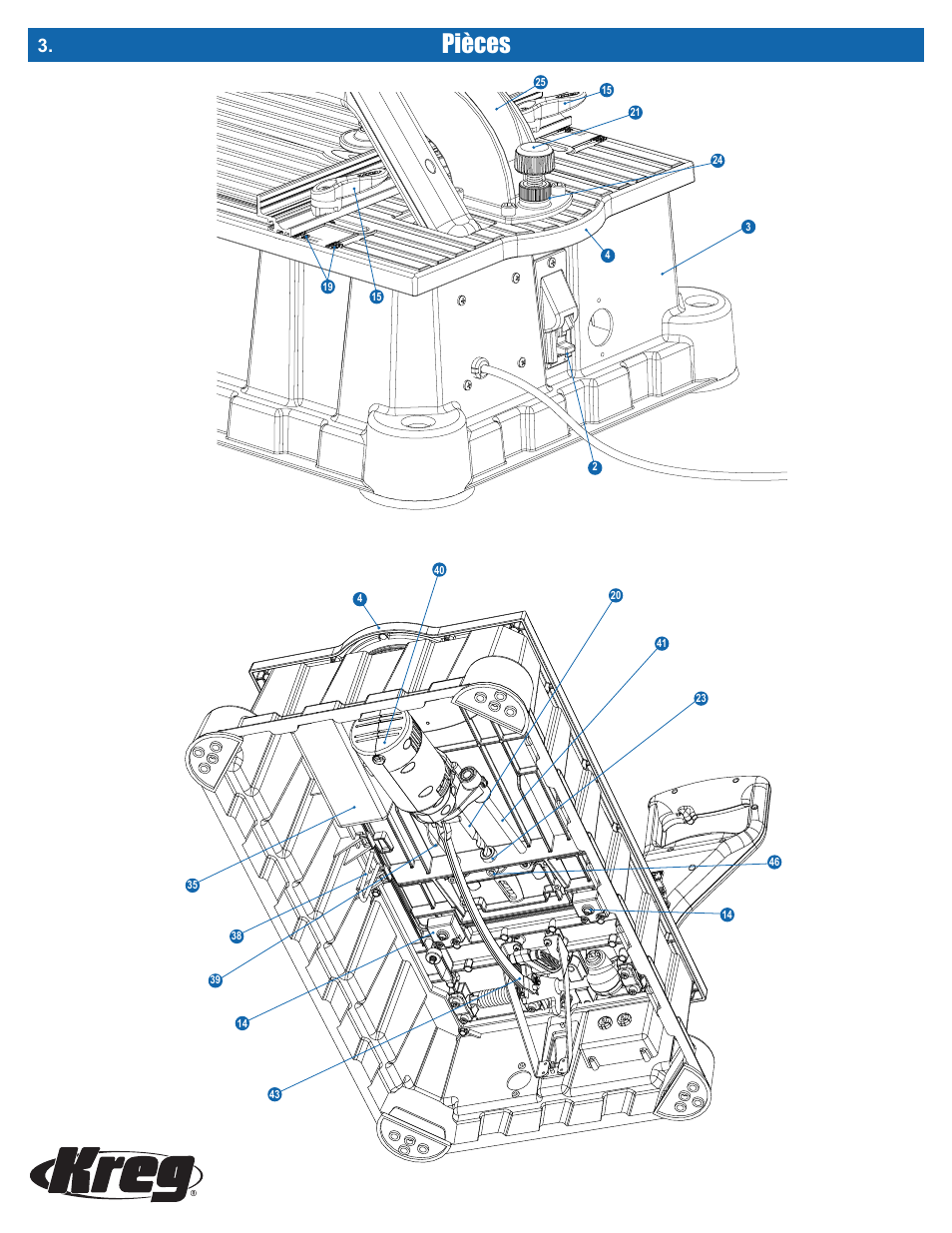 Pièces | Kreg DB210 Foreman Pocket-Hole Machine User Manual | Page 20 / 44