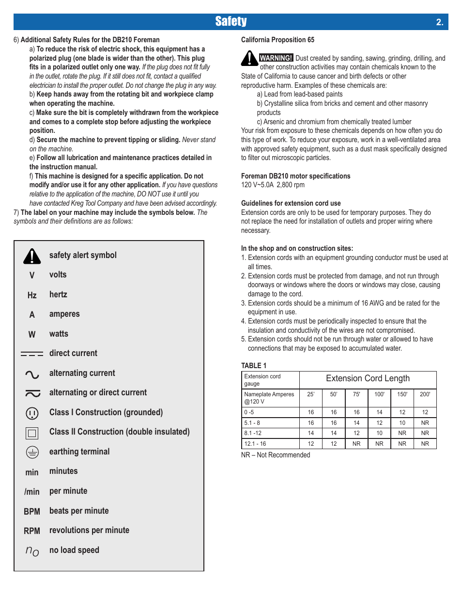 English | Kreg DB210 Foreman Pocket-Hole Machine User Manual | Page 3 / 44