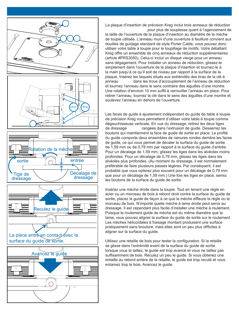 Utilisation de votre table à toupie | Kreg PRS2100 Precision Benchtop Router Table User Manual | Page 18 / 28