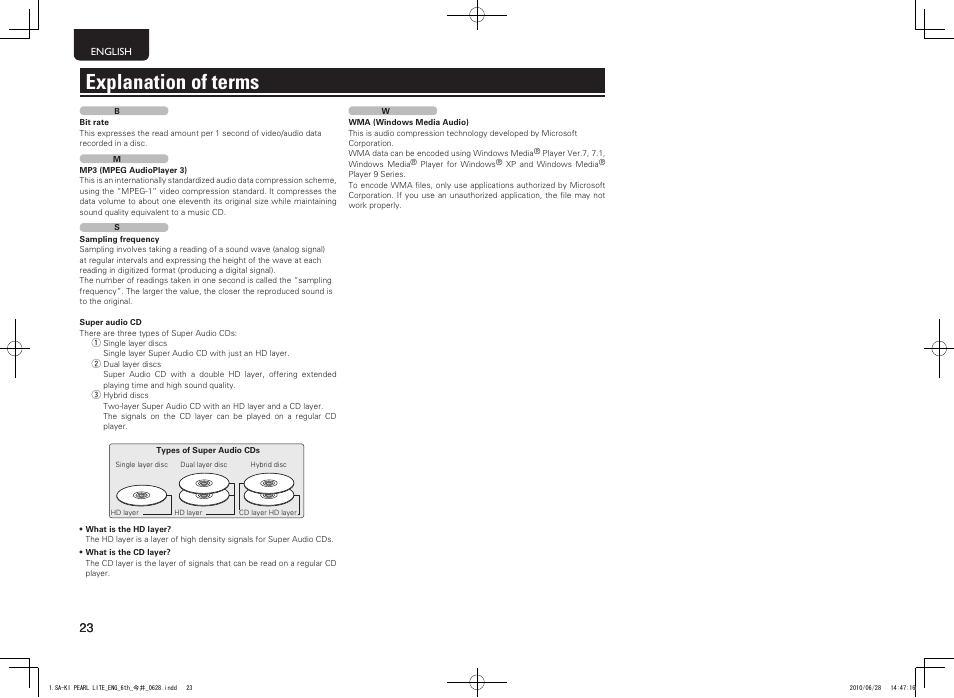 Explanation of terms | Marantz SA-KI Pearl Lite User Manual | Page 28 / 36