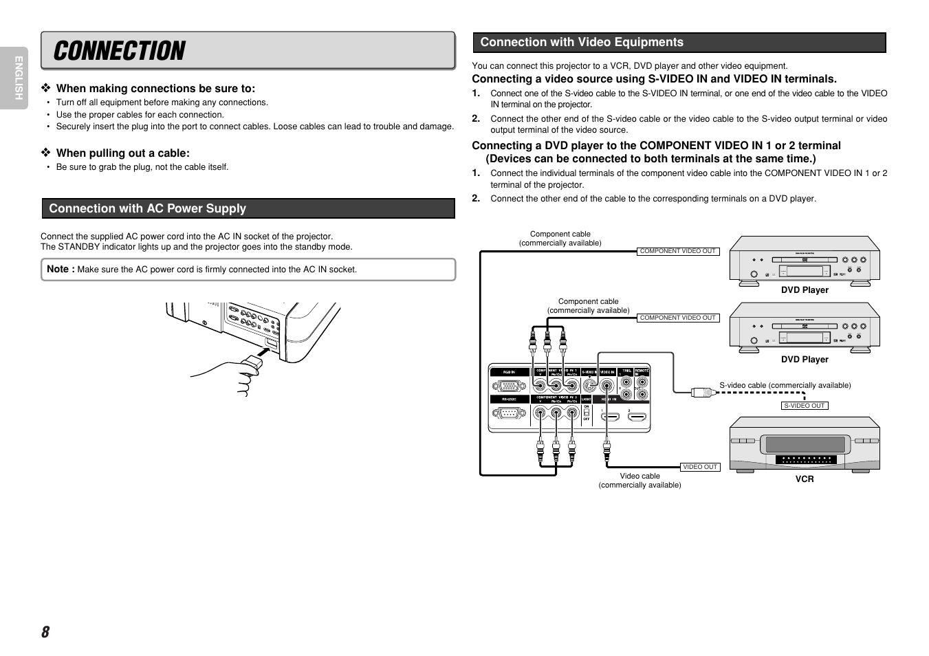 Connection, Fl off standby fl off standby | Marantz VP-12S4 User Manual | Page 14 / 37