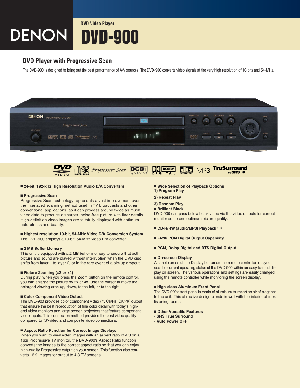 Denon Dvd 900 User Manual 2 Pages Denon Dvd 900 User Manual 2 Pages