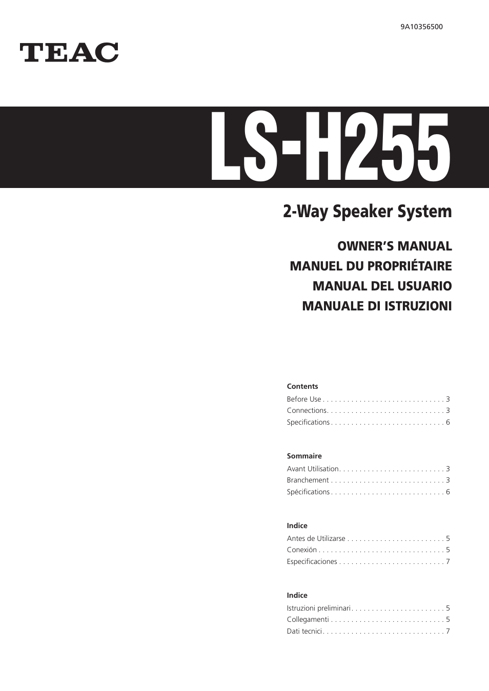 Teac LS-H255 User Manual | 8 pages