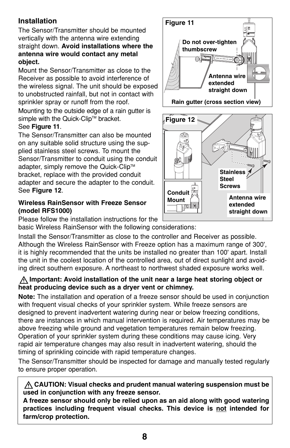 Installation | Irritrol RainSensor User Manual | Page 8 / 12