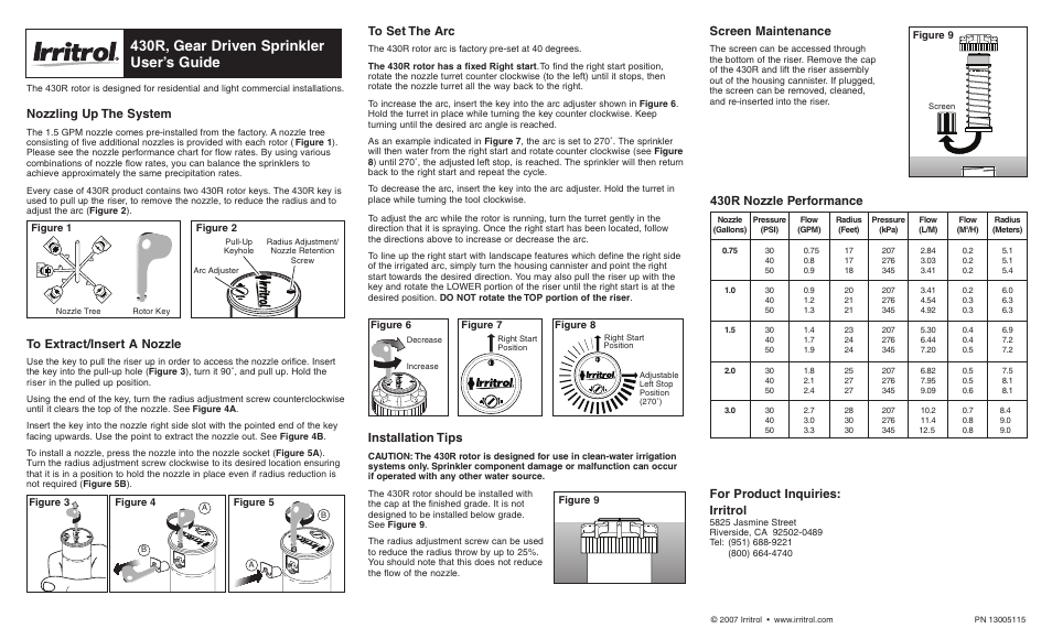 Irritrol 430R User Manual | 1 page