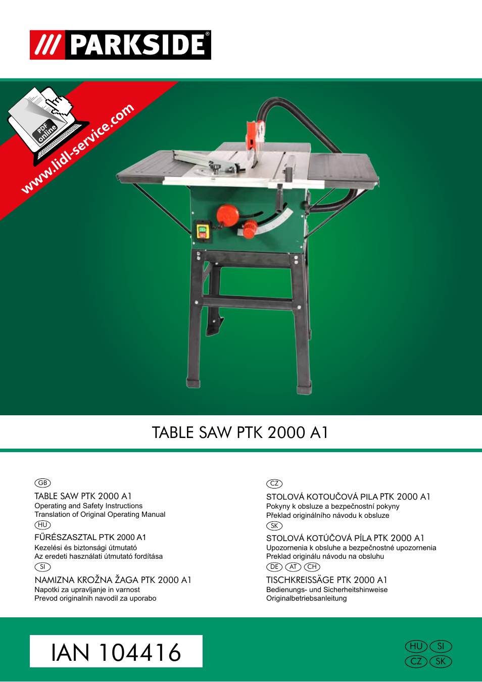 Image of Parkside PTK 2000 A1 table saw