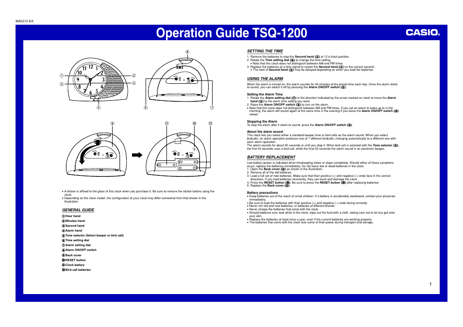Casio TSQ-1200 User Manual | 1 page