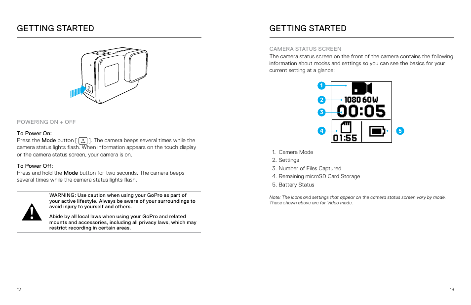 Getting started | GoPro Hero 5 Black User Manual | Page 7 / 47