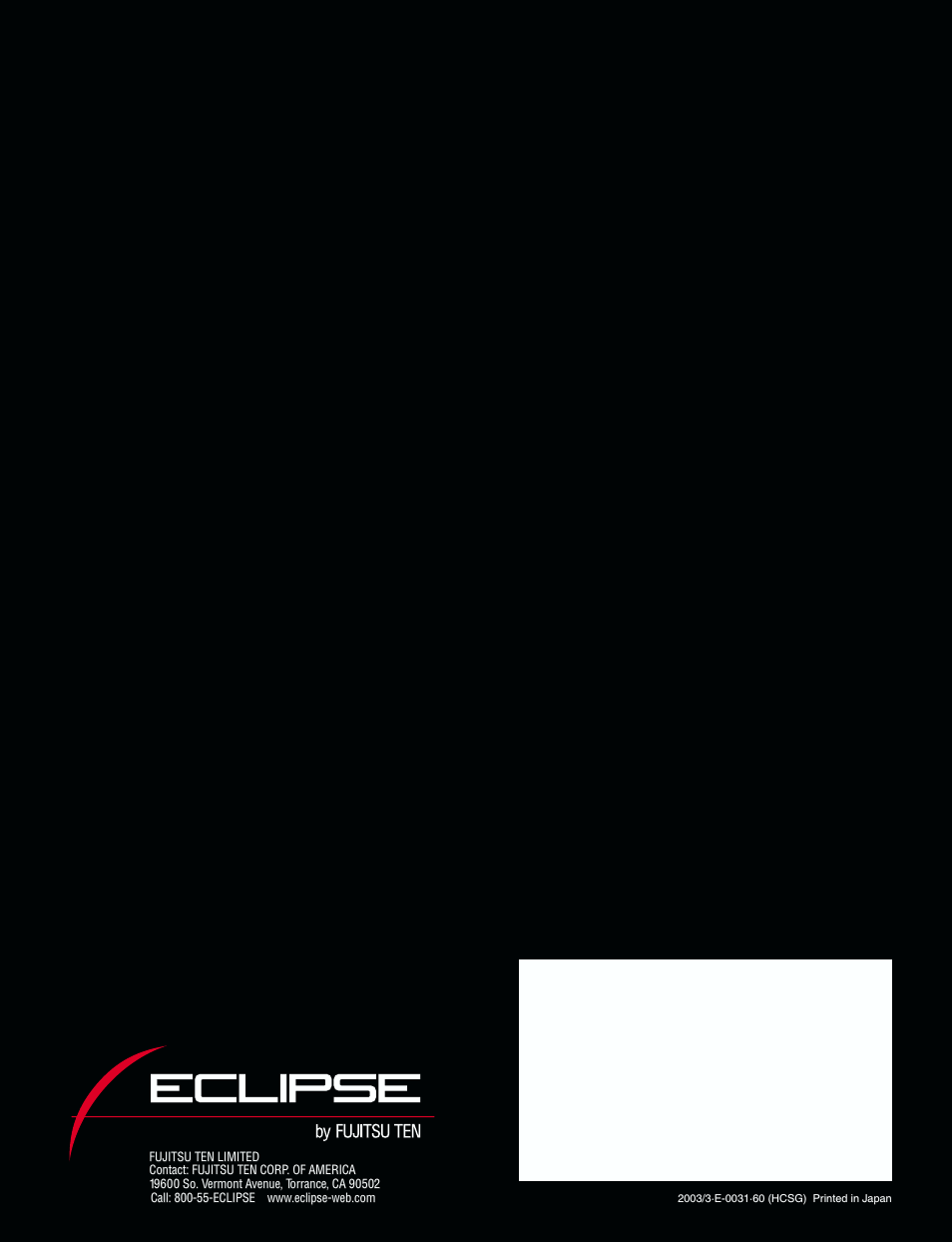 Eclipse - Fujitsu Ten ECLIPSE DA7232 User Manual | Page 12 / 12