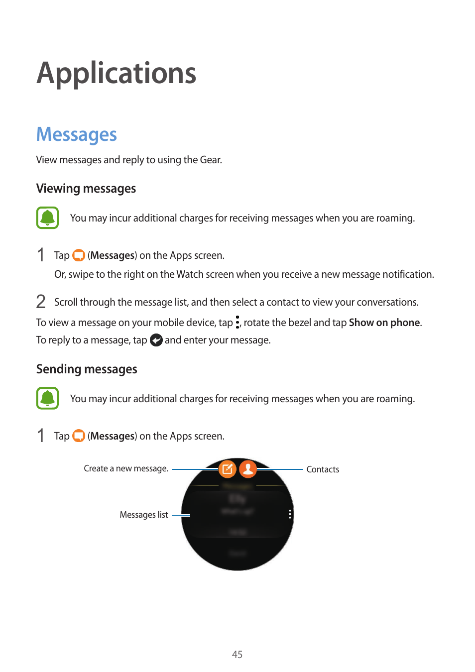 messages on gear s3