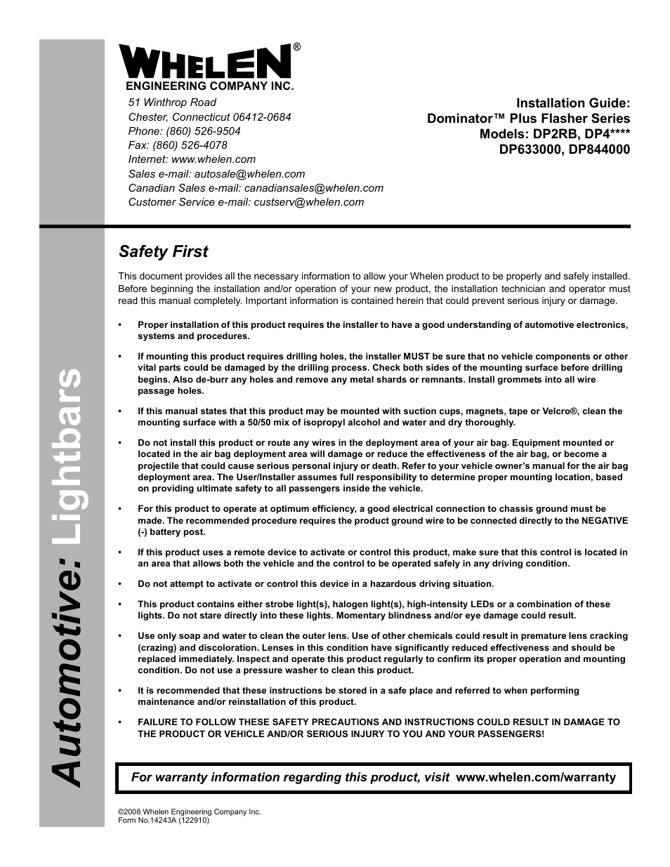 Whelen DP2AA User Manual | 3 pages