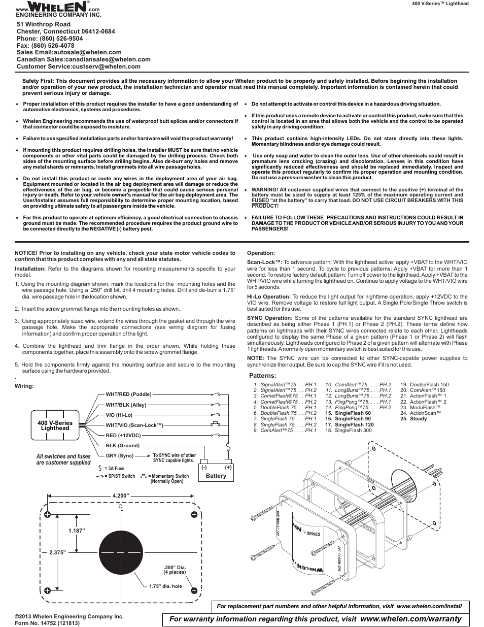 Whelen 4V3A User Manual | 1 page