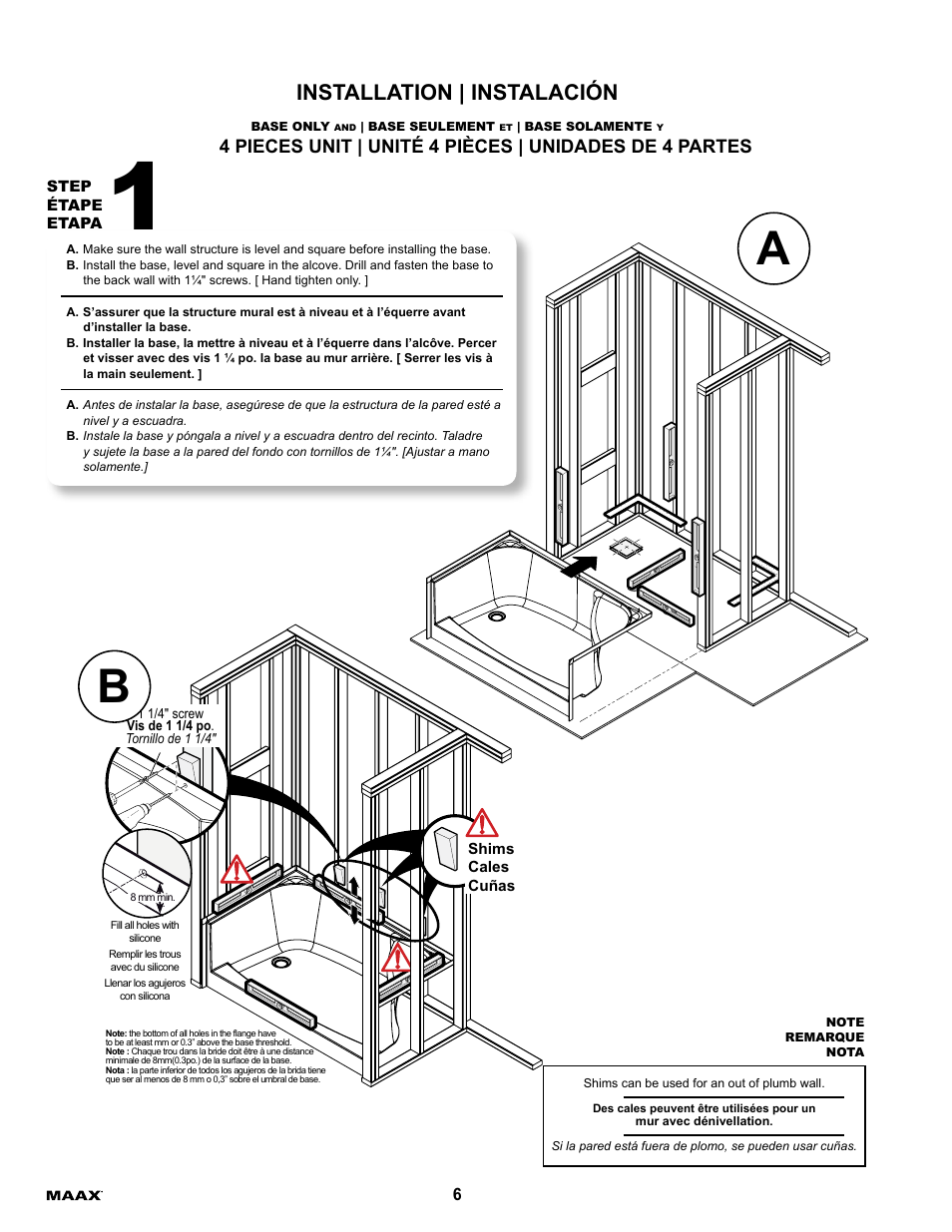 maax rubix 6032 installation instructions