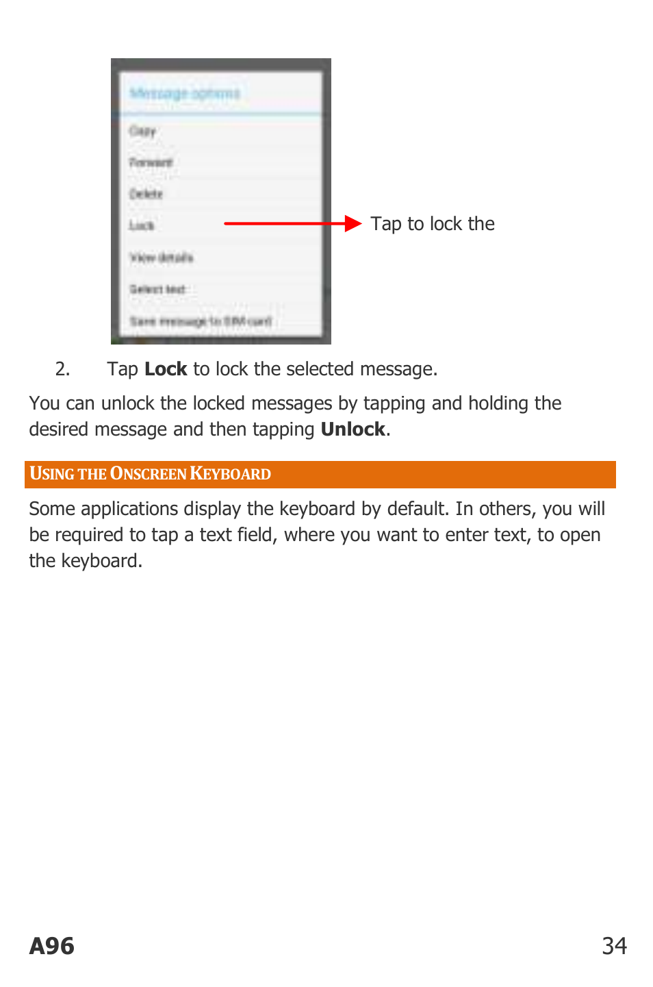 Sing the, Nscreen, Eyboard | A96 34 | Micromax Canvas Power User Manual | Page 34 / 56