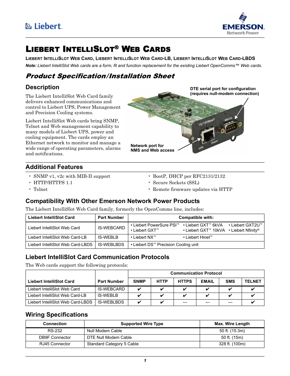 Карта liebert intellislot relay card
