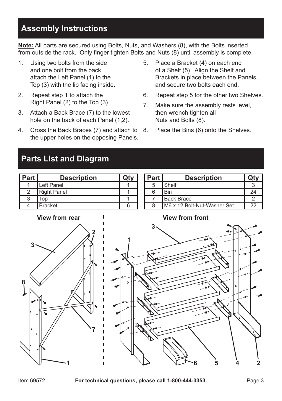 Assembly Instructions Parts List And Diagram Harbor Freight