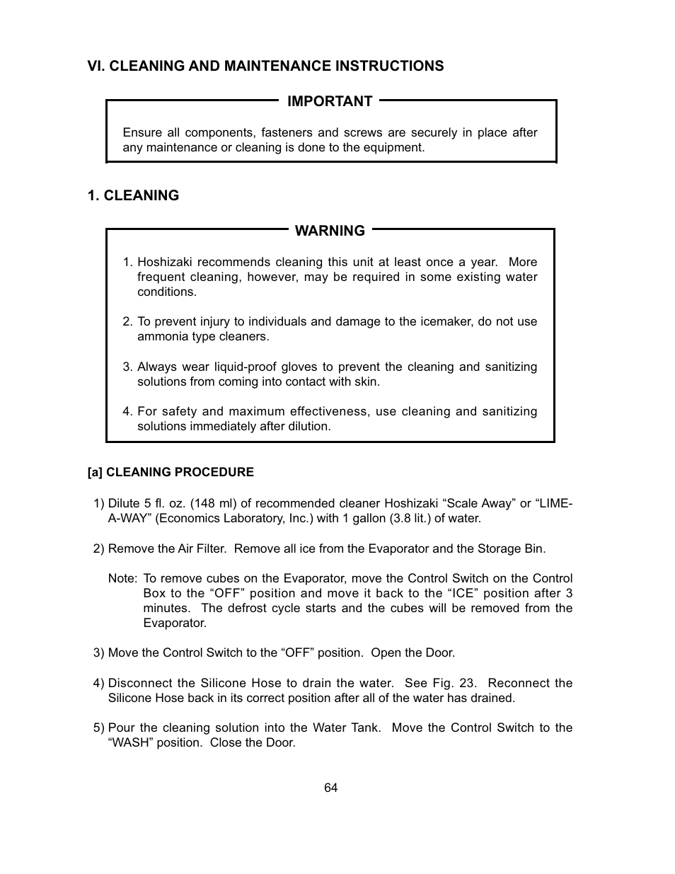 hoshizaki cleaning instructions