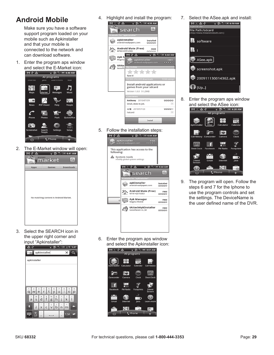 Android mobile | Harbor Freight Tools BUNKER HILL SECURITY 68332 User