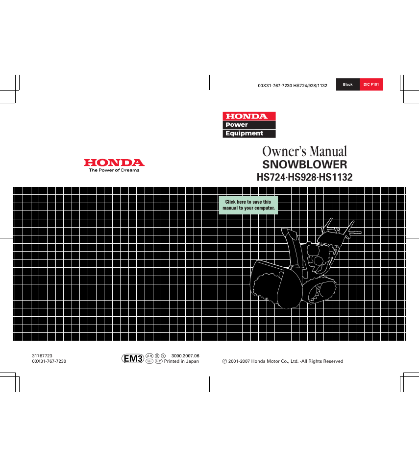 HONDA HS1132 User Manual | 80 pages | Original mode