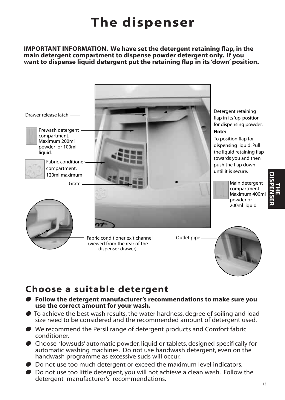 The Dispenser Choose A Suitable Detergent Hotpoint Aquarius