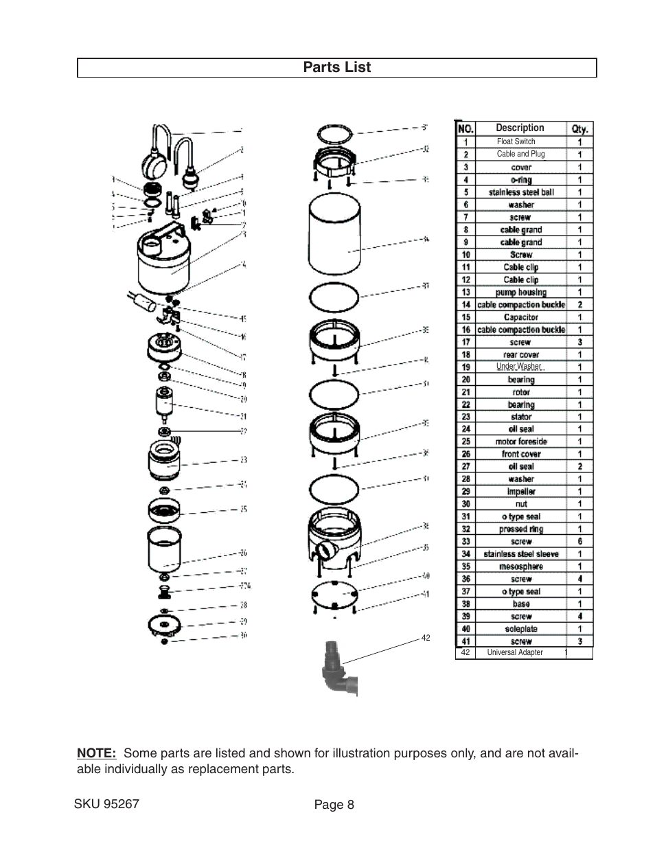 Parts list | Harbor Freight Tools PACIFIC HYDROSTAR 95267 User Manual ...