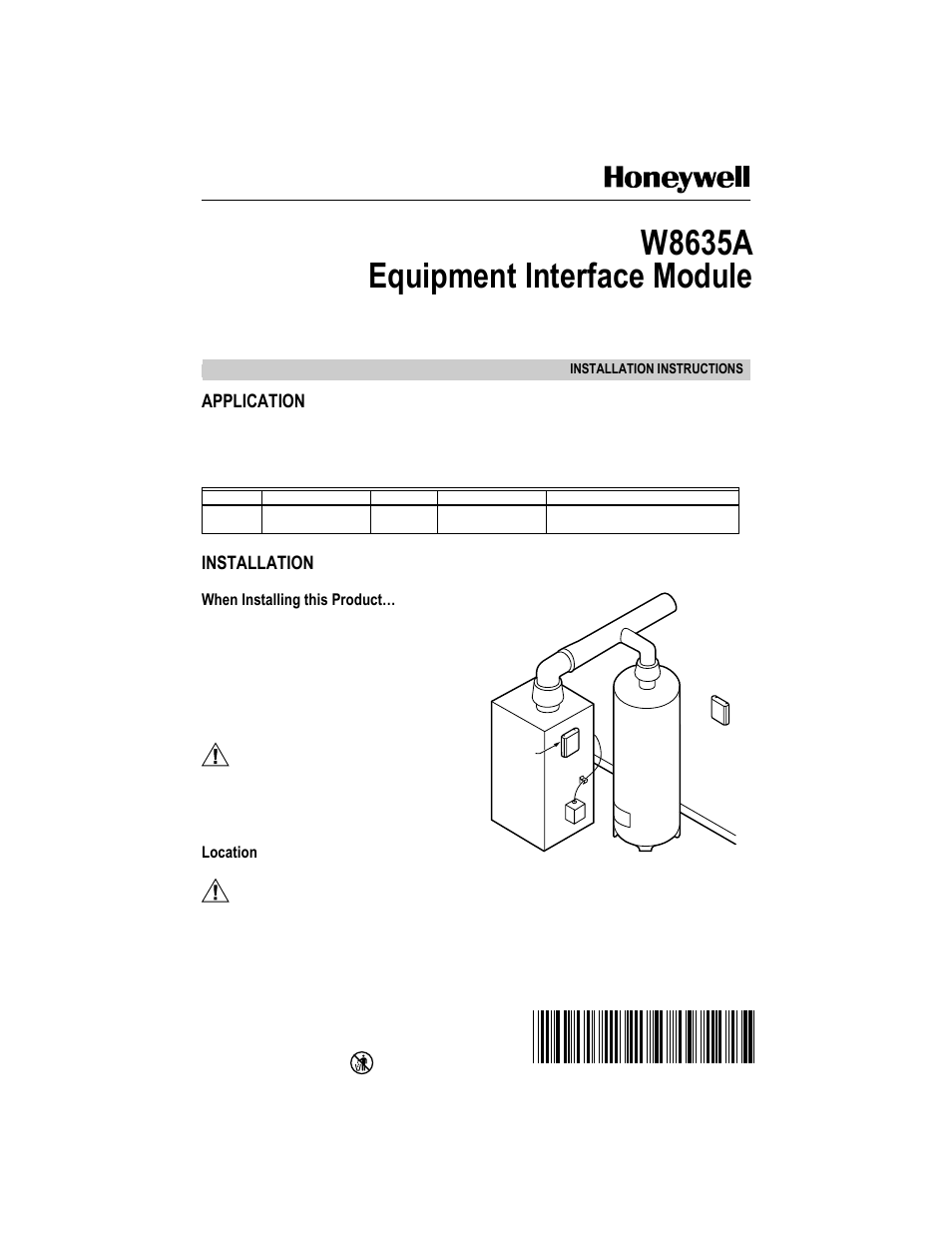 Honeywell W8635A User Manual | 6 pages