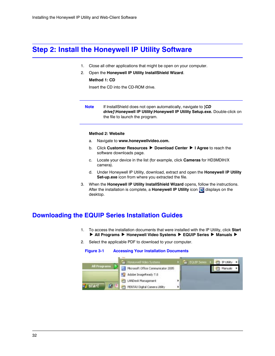Step 2 Install The Honeywell Ip Utility Software Downloading The Equip Series Installation Guides Figure 3 1 Honeywell Equip Hd3mdihx User Manual Page 32 80