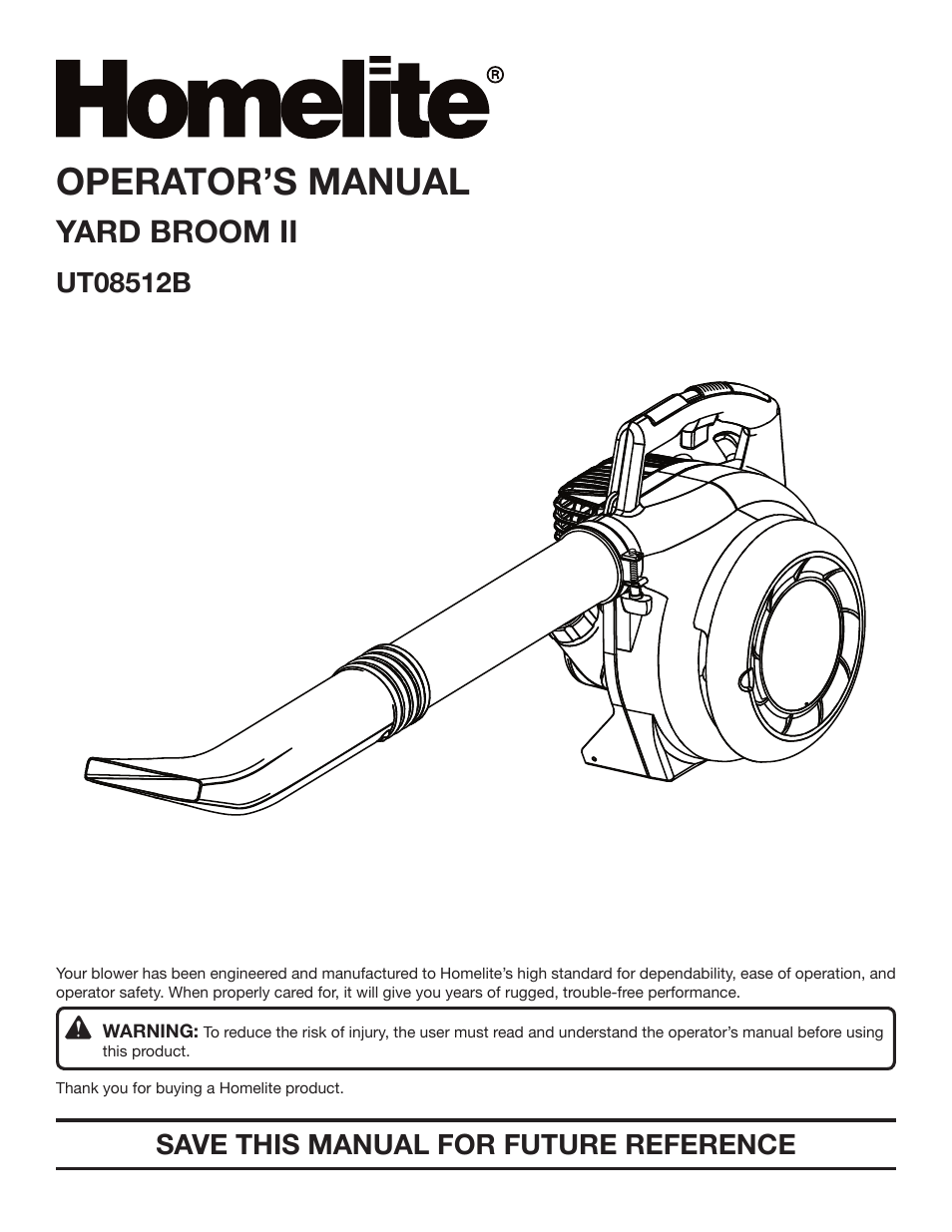 Homelite UT08512B User Manual | 18 pages