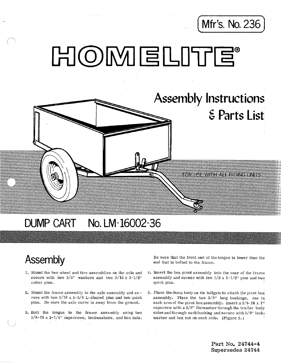 Homelite LM-16002-36 User Manual | 4 pages